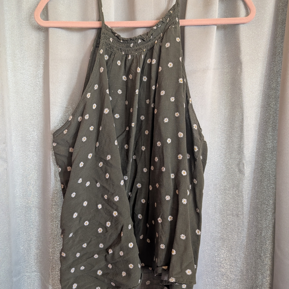 No Boundaries Green Floral Tank Top